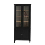 73,25 po H Vitrine vintage, bibliothèque moderne du milieu du siècle avec portes en verre, grain de bois de frêne