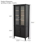 73,25 po H Vitrine vintage, bibliothèque moderne du milieu du siècle avec portes en verre, grain de bois de frêne