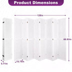 Dovelina Cloison de séparation pliante en bois de 1,7 m 4/6/8 panneaux Blanc/Bois