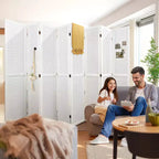 Dovelina Cloison de séparation pliante en bois de 1,7 m 4/6/8 panneaux Blanc/Bois