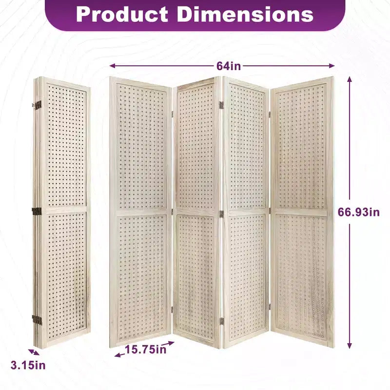 Dovelina Cloison de séparation pliante en bois de 1,7 m 4/6/8 panneaux Blanc/Bois