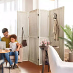 Dovelina Cloison de séparation pliante en bois de 1,7 m 4/6/8 panneaux Blanc/Bois