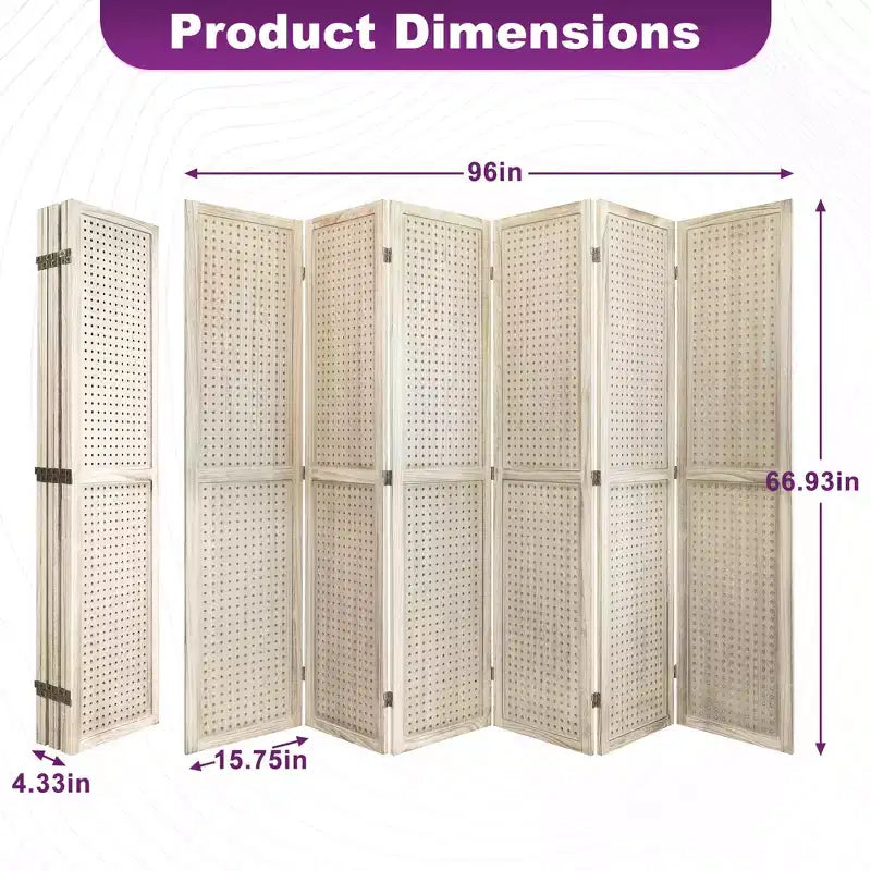 Dovelina Cloison de séparation pliante en bois de 1,7 m 4/6/8 panneaux Blanc/Bois