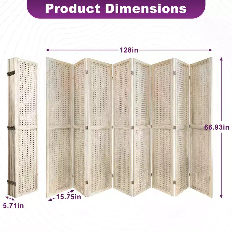 Dovelina Cloison de séparation pliante en bois de 1,7 m 4/6/8 panneaux Blanc/Bois