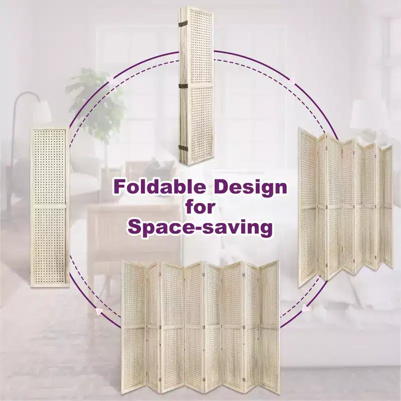 Dovelina Cloison de séparation pliante en bois de 1,7 m 4/6/8 panneaux Blanc/Bois