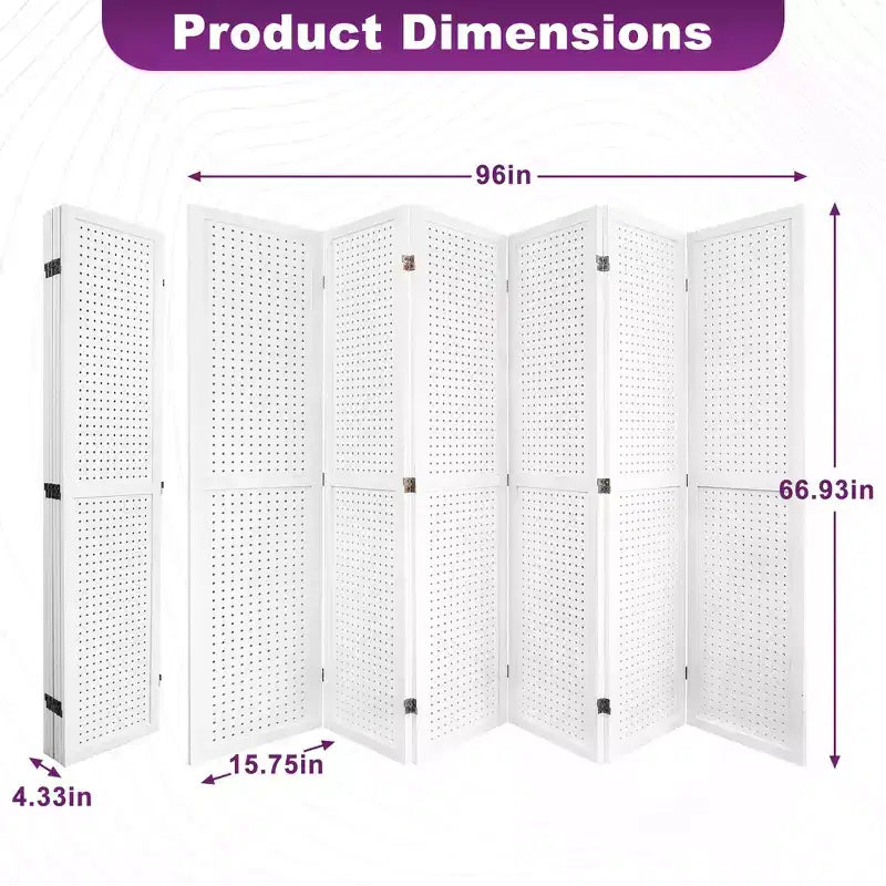 Dovelina Cloison de séparation pliante en bois de 1,7 m 4/6/8 panneaux Blanc/Bois