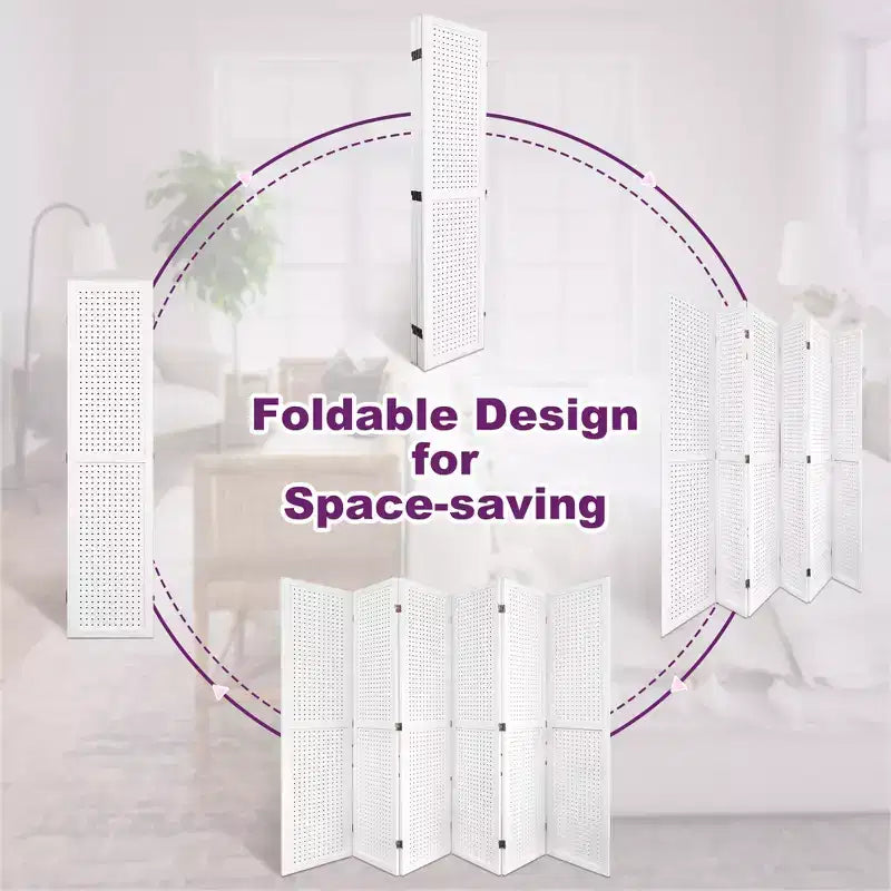 Dovelina Cloison de séparation pliante en bois de 1,7 m 4/6/8 panneaux Blanc/Bois