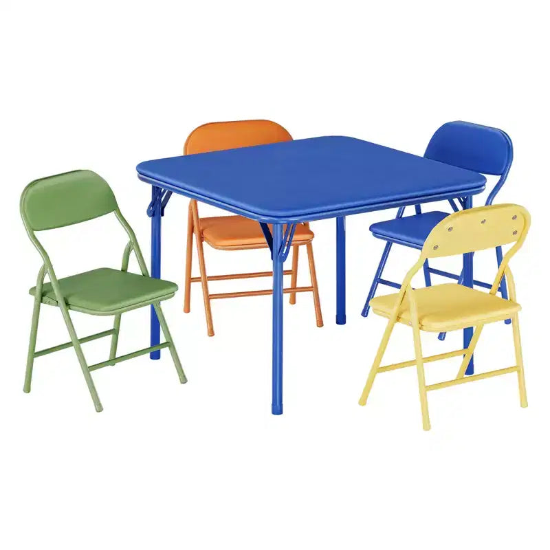 Ensemble table et chaises pliantes pour enfants, table d'activités carrée rembourrée avec chaises pliantes pour filles, bureau d'étude portable pour tout-petits, sans assemblage, pour salle de jeux