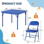 Ensemble table et chaises pliantes pour enfants, table d'activités carrée rembourrée avec chaises pliantes pour filles, bureau d'étude portable pour tout-petits, sans assemblage, pour salle de jeux