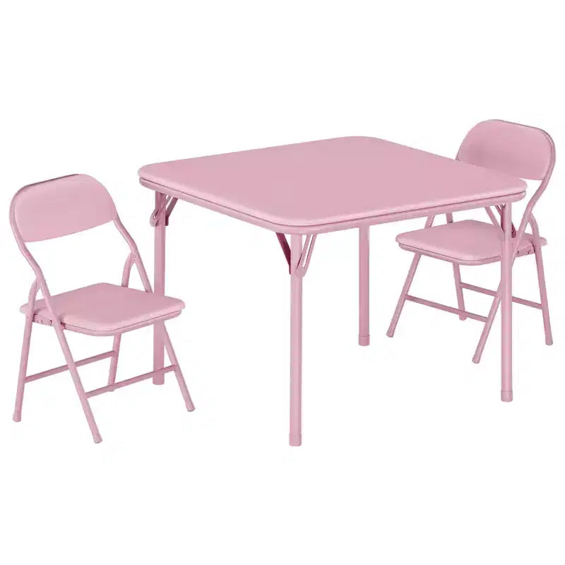 Ensemble table et chaises pliantes pour enfants, table d'activités carrée rembourrée avec chaises pliantes pour filles, bureau d'étude portable pour tout-petits, sans assemblage, pour salle de jeux