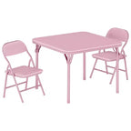 Ensemble table et chaises pliantes pour enfants, table d'activités carrée rembourrée avec chaises pliantes pour filles, bureau d'étude portable pour tout-petits, sans assemblage, pour salle de jeux