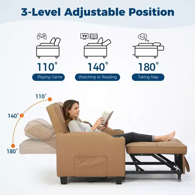 Canapé-lit convertible 4-en-1 avec oreiller de massage - USB/Type-C et porte-gobelets pour petits espaces
