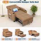 Canapé-lit convertible 4-en-1 avec oreiller de massage - USB/Type-C et porte-gobelets pour petits espaces