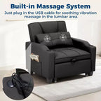 Canapé-lit convertible 4-en-1 avec oreiller de massage - USB/Type-C et porte-gobelets pour petits espaces