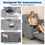 Canapé-lit convertible 4-en-1 avec oreiller de massage - USB/Type-C et porte-gobelets pour petits espaces