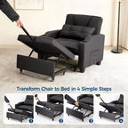 Canapé-lit convertible 4-en-1 avec oreiller de massage - USB/Type-C et porte-gobelets pour petits espaces