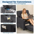 Canapé-lit convertible 4-en-1 avec oreiller de massage - USB/Type-C et porte-gobelets pour petits espaces