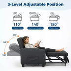Canapé-lit convertible 4-en-1 avec oreiller de massage - USB/Type-C et porte-gobelets pour petits espaces