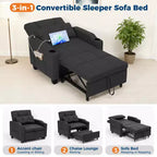 Canapé-lit convertible 4-en-1 avec oreiller de massage - USB/Type-C et porte-gobelets pour petits espaces