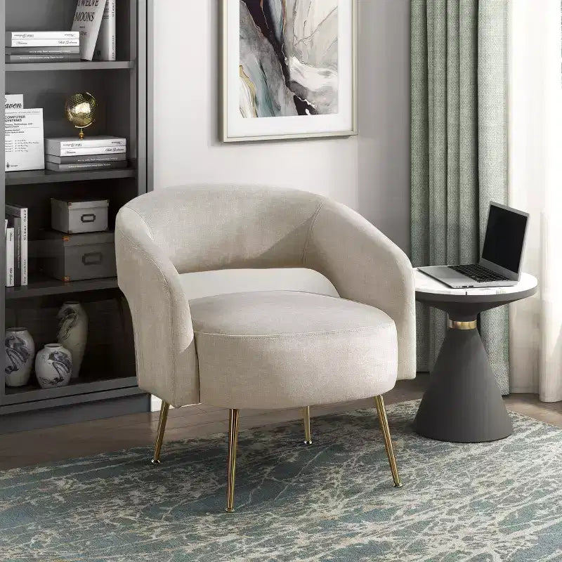 Fauteuil d'appoint moderne en velours GDFStudio avec pieds en métal doré