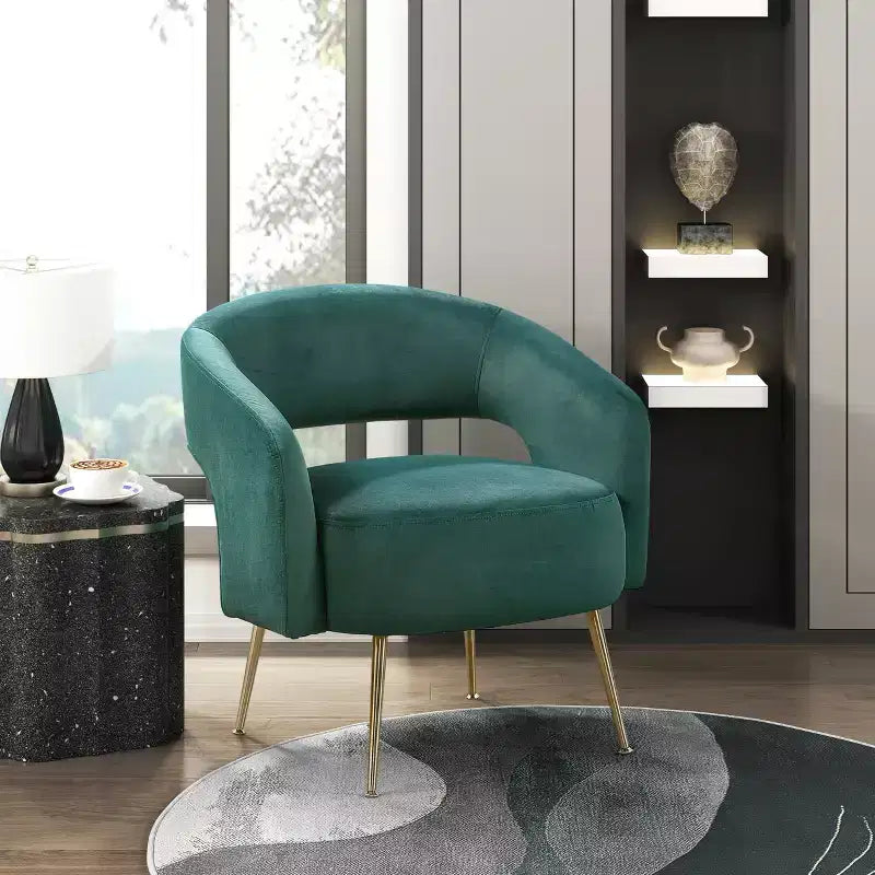 Fauteuil d'appoint moderne en velours GDFStudio avec pieds en métal doré