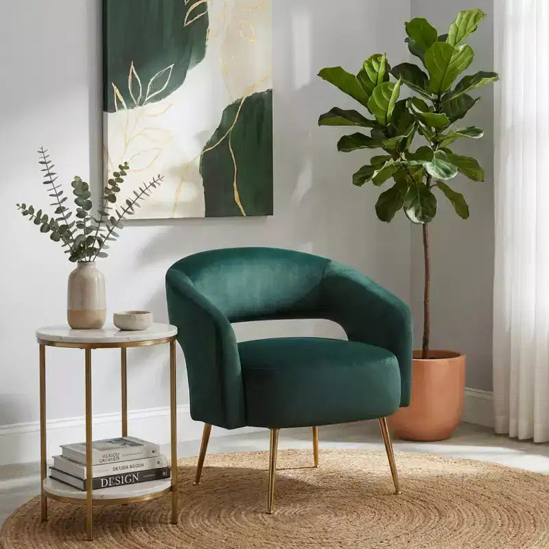 Fauteuil d'appoint moderne en velours GDFStudio avec pieds en métal doré
