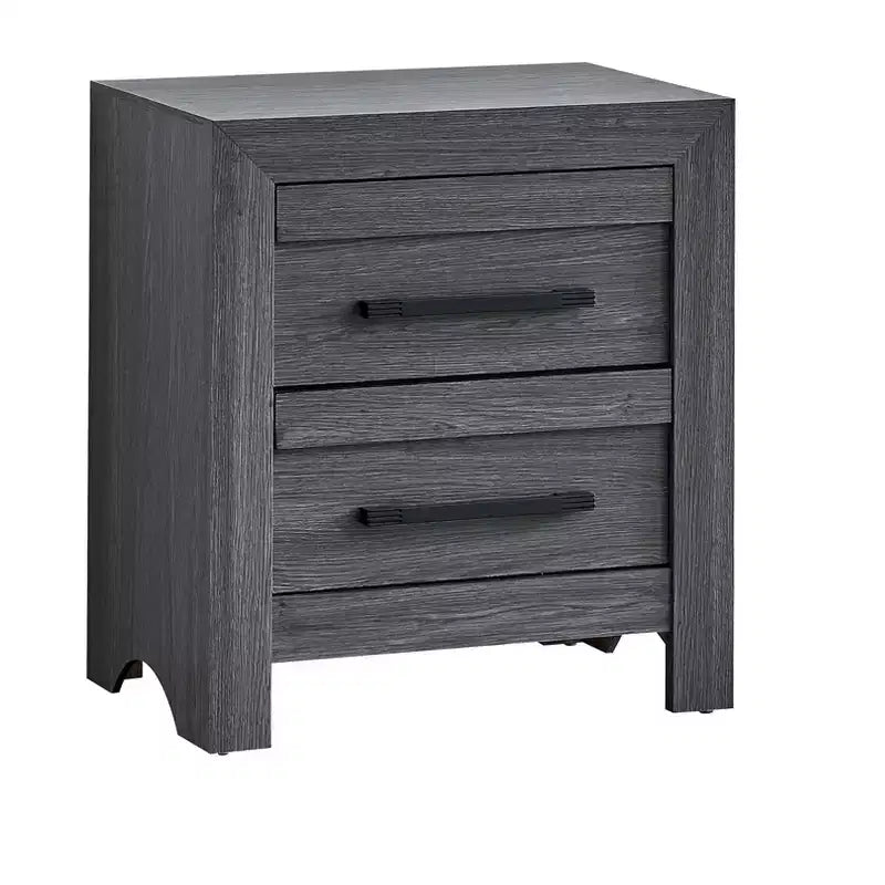 Table de chevet Passion Furniture Rustica grise à 2 tiroirs de 24 po de largeur
