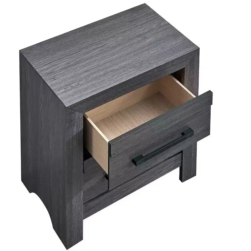 Table de chevet Passion Furniture Rustica grise à 2 tiroirs de 24 po de largeur