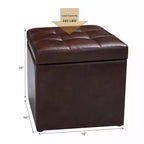 Costway Pouf Ottoman Cube de Rangement 40,5cm avec Couvercle Charnière, Siège Repose-Pieds Marron Rouge/Noir