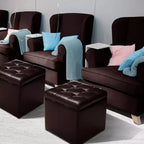 Costway Pouf Ottoman Cube de Rangement 40,5cm avec Couvercle Charnière, Siège Repose-Pieds Marron Rouge/Noir