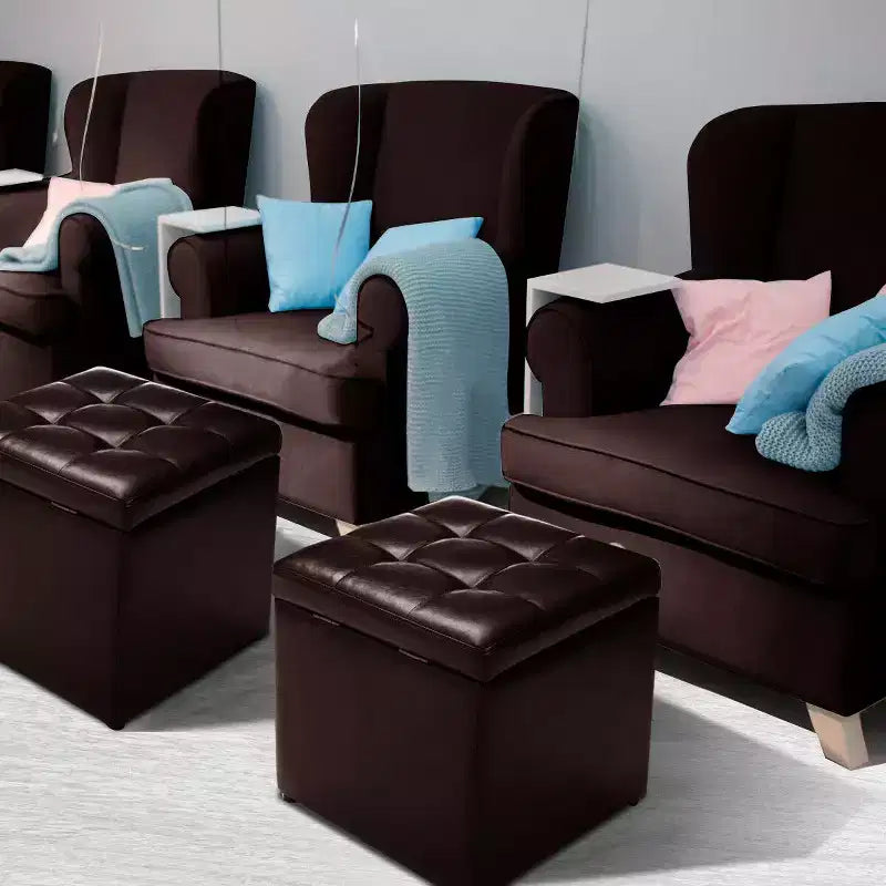 Costway Pouf Ottoman Cube de Rangement 40,5cm avec Couvercle Charnière, Siège Repose-Pieds Marron Rouge/Noir
