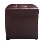 Costway Pouf Ottoman Cube de Rangement 40,5cm avec Couvercle Charnière, Siège Repose-Pieds Marron Rouge/Noir