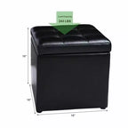 Costway Pouf Ottoman Cube de Rangement 40,5cm avec Couvercle Charnière, Siège Repose-Pieds Marron Rouge/Noir