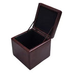 Costway Pouf Ottoman Cube de Rangement 40,5cm avec Couvercle Charnière, Siège Repose-Pieds Marron Rouge/Noir