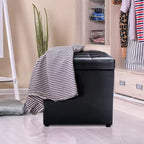 Costway Pouf Ottoman Cube de Rangement 40,5cm avec Couvercle Charnière, Siège Repose-Pieds Marron Rouge/Noir