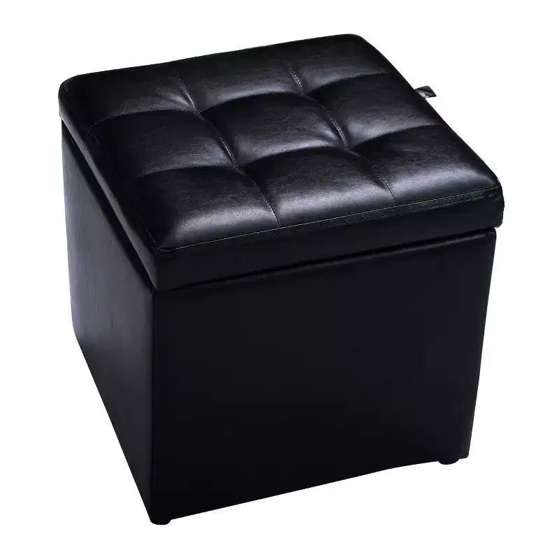 Costway Pouf Ottoman Cube de Rangement 40,5cm avec Couvercle Charnière, Siège Repose-Pieds Marron Rouge/Noir