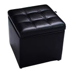 Costway Pouf Ottoman Cube de Rangement 40,5cm avec Couvercle Charnière, Siège Repose-Pieds Marron Rouge/Noir