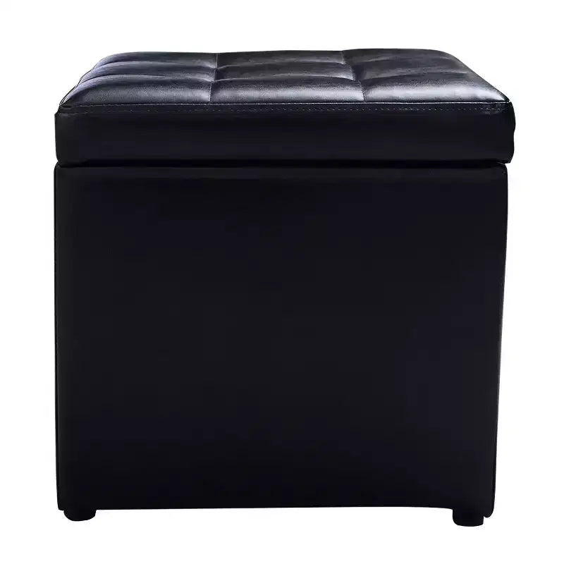 Costway Pouf Ottoman Cube de Rangement 40,5cm avec Couvercle Charnière, Siège Repose-Pieds Marron Rouge/Noir