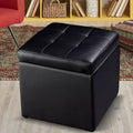 Costway 16''Cube Ottoman Pouffe Storage Box Lounge Seat Footstools with Hinge Top Red Brown/Black
