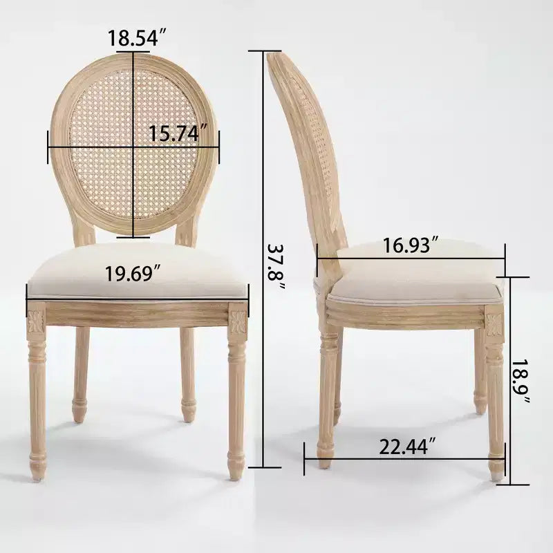 Chaises de salle à manger capitonnées en tissu GDFStudio Provence French Country (Lot de 2)