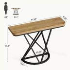 Lantine 41.3 Table console industrielle avec base en métal géométrique, petit meuble d'appoint étroit pour salon, couloir, hall d'entrée
