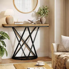 Lantine 41.3 Table console industrielle avec base en métal géométrique, petit meuble d'appoint étroit pour salon, couloir, hall d'entrée