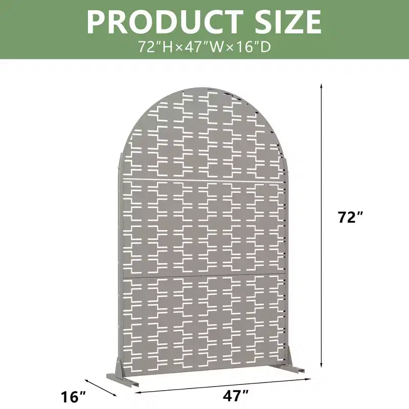 Panneaux de clôture autoportants Dovelina 72H x 47W en métal arqué pour extérieur, gris clair/marron, pour jardin, patio, terrasse, cour