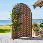 Panneaux de clôture autoportants Dovelina 72H x 47W en métal arqué pour extérieur, gris clair/marron, pour jardin, patio, terrasse, cour