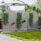 Panneaux de clôture autoportants Dovelina 72H x 47W en métal arqué pour extérieur, gris clair/marron, pour jardin, patio, terrasse, cour