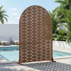 Dovelina 72H x 47W Arched Outdoor Metal Privacy Screen Freestanding Fence Panels in Light Gray/Brown for Garden Patio Deck Yard