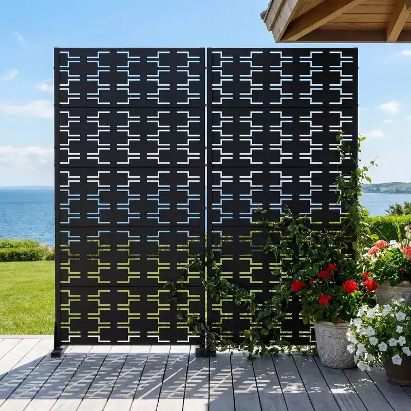 Panneau de clôture autoportant Dovelina Outdoor Metal Privacy Screen pour jardin, patio, terrasse, cour 72H x 35W/47W/70W/94W, 59H x 30W/60W