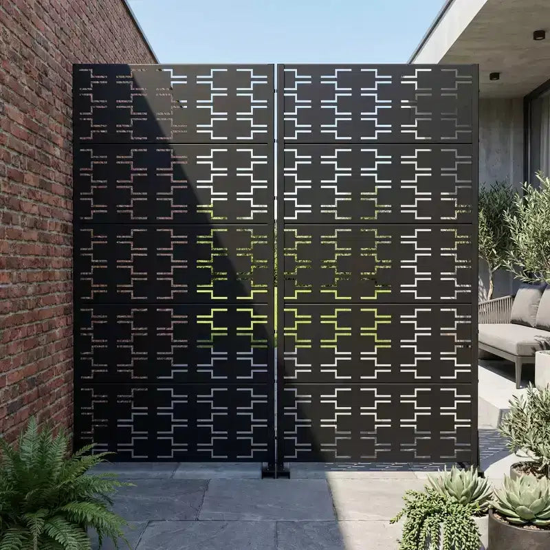 Panneau de clôture autoportant Dovelina Outdoor Metal Privacy Screen pour jardin, patio, terrasse, cour 72H x 35W/47W/70W/94W, 59H x 30W/60W
