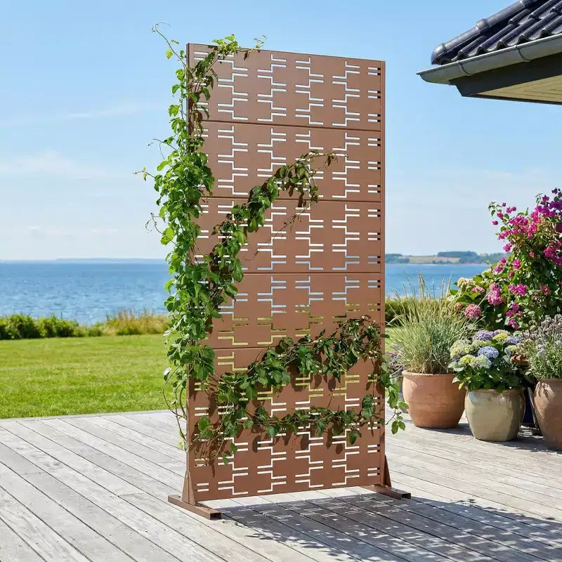 Panneau de clôture autoportant Dovelina Outdoor Metal Privacy Screen pour jardin, patio, terrasse, cour 72H x 35W/47W/70W/94W, 59H x 30W/60W
