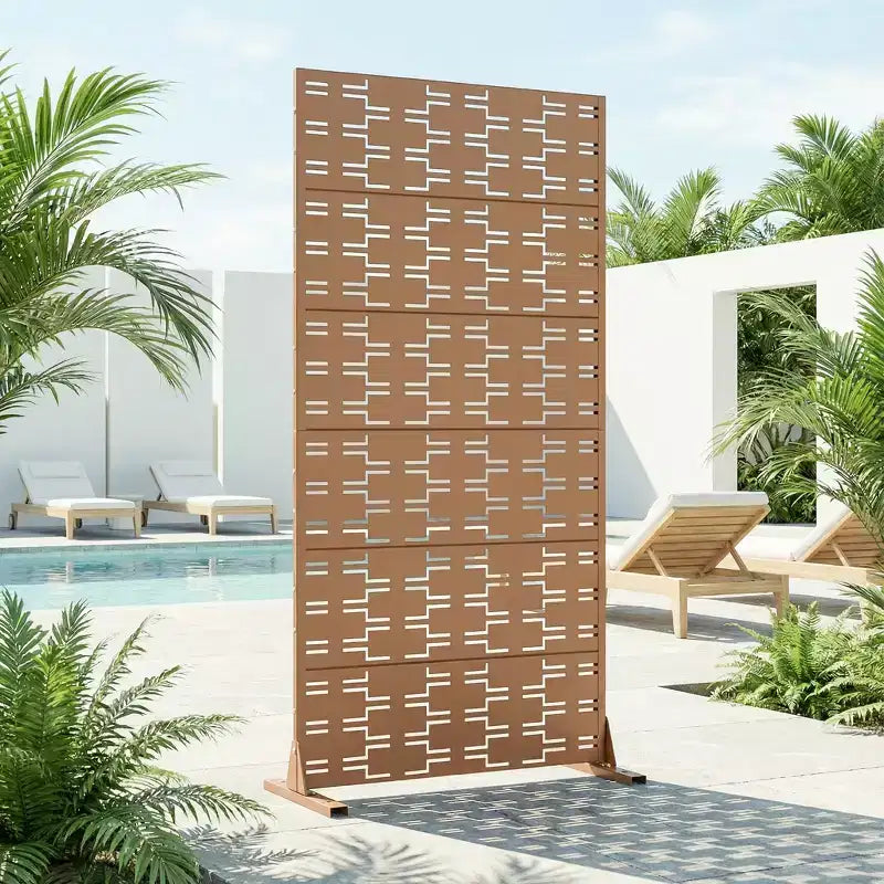 Panneau de clôture autoportant Dovelina Outdoor Metal Privacy Screen pour jardin, patio, terrasse, cour 72H x 35W/47W/70W/94W, 59H x 30W/60W